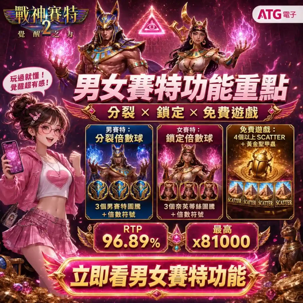 戰神賽特2覺醒之力怎麼觸發重點圖，整理男賽特分裂倍數球、女賽特鎖定倍數球與SCATTER免費遊戲機制